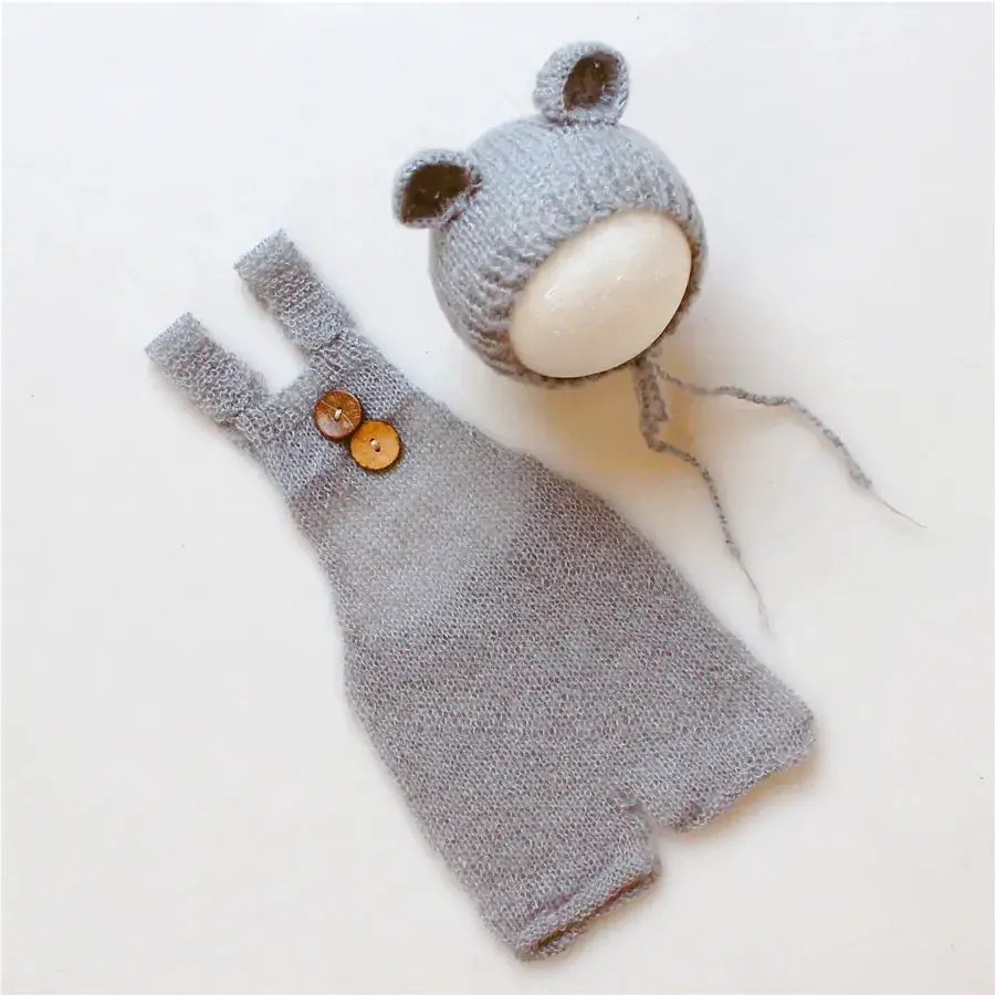 Newborn Photo Strap Pants Handmade Knitted Bear