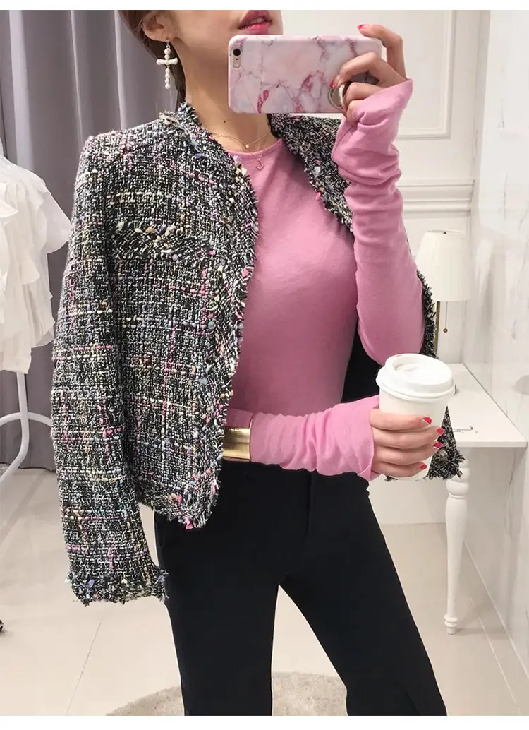 Pink Slimming Round Neck T-Shirt Top with Long Sleeve — feature 15