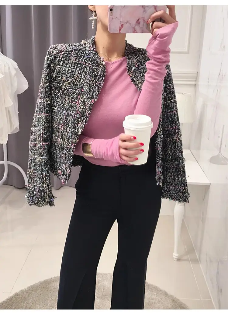 Pink Slimming Round Neck T-Shirt Top with Long Sleeve — feature 16