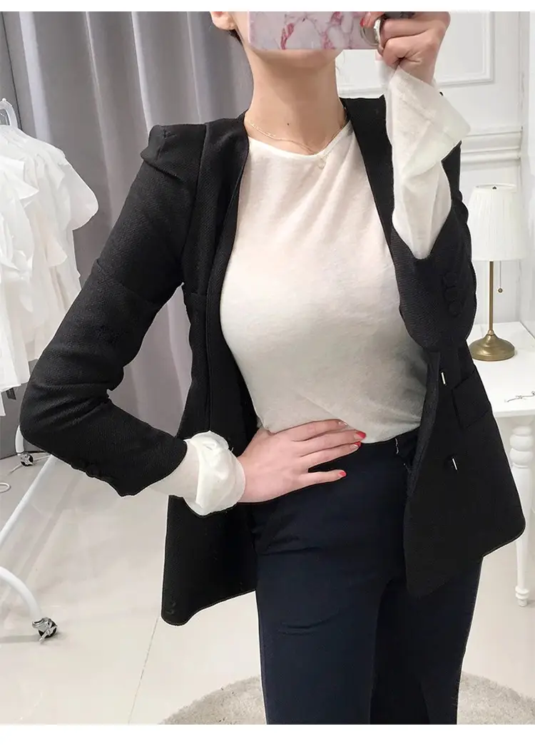Pink Slimming Round Neck T-Shirt Top with Long Sleeve — feature 27