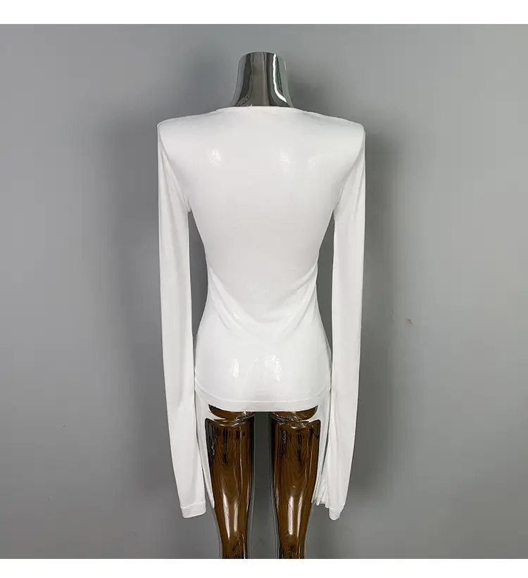 Pink Slimming Round Neck T-Shirt Top with Long Sleeve — feature 40