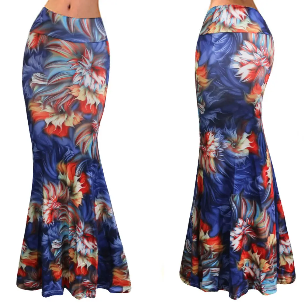 Women's Blue Black White Striped High Waist Skirt - Image 12