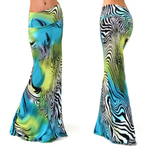 Women's Blue Black White Striped High Waist Skirt - Image 18