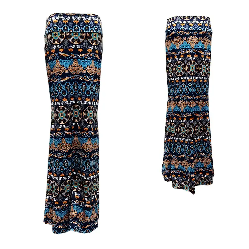 Women's Blue Black White Striped High Waist Skirt - Image 28