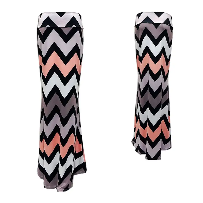 Women's Blue Black White Striped High Waist Skirt - Image 29