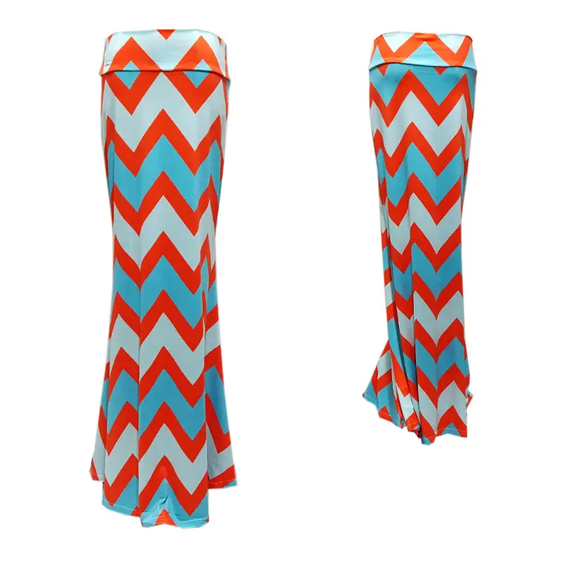 Women's Blue Black White Striped High Waist Skirt - Image 30