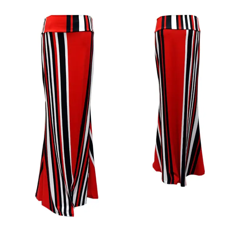 Women's Blue Black White Striped High Waist Skirt - Image 7
