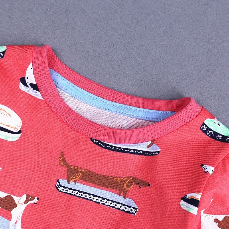 Girls Long Sleeve Printed Dress Red Blue Kids Autumn - Image 5