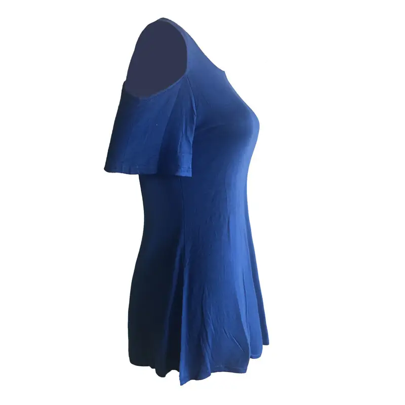 Women's Off-shoulder Loose T-Shirt Navy Blue Large - Image 15