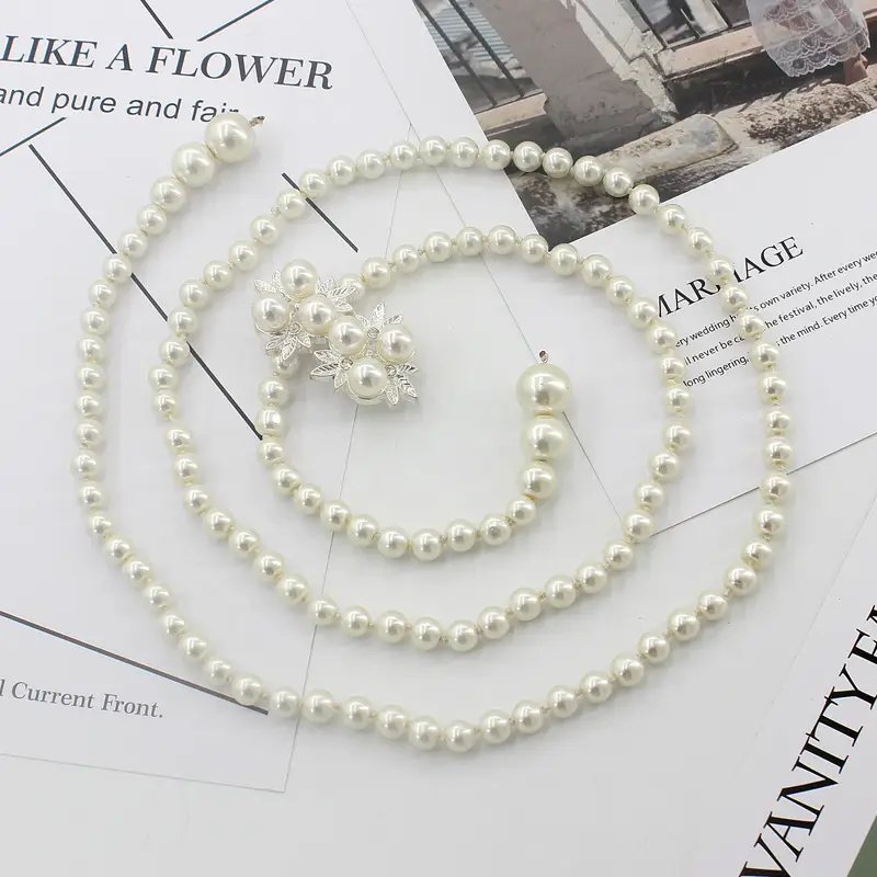 Women's Korean Bow Belt with Pearl Chain - Image 12