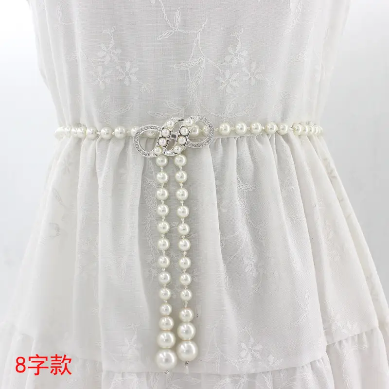 Women's Korean Bow Belt with Pearl Chain - Image 5