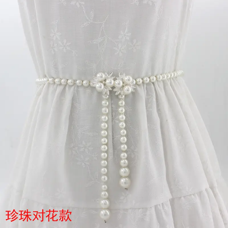 Women's Korean Bow Belt with Pearl Chain - Image 8
