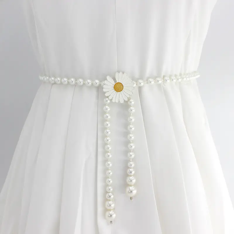 Women's Korean Bow Belt with Pearl Chain - Image 9