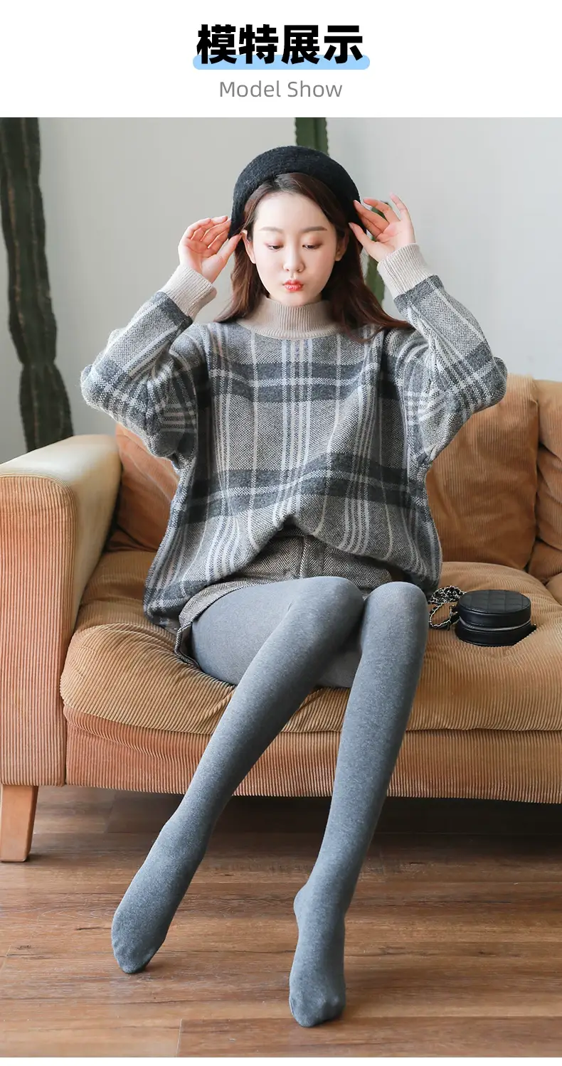Women's Velvet Warm Vertical Stripes Leggings Black — feature 11
