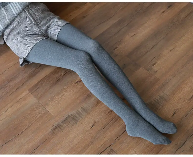 Women's Velvet Warm Vertical Stripes Leggings Black — feature 12