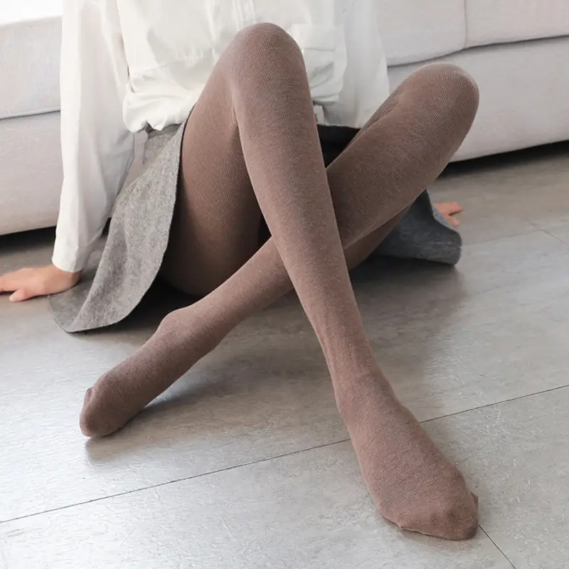 Women's Velvet Warm Vertical Stripes Leggings Black