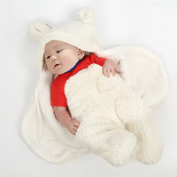 Newborn Fleece Sleeping Bag Split Leg Warm White - Image 17