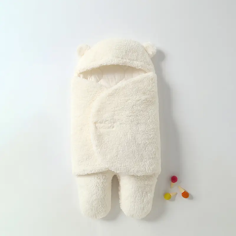 Newborn Fleece Sleeping Bag Split Leg Warm White - Image 7