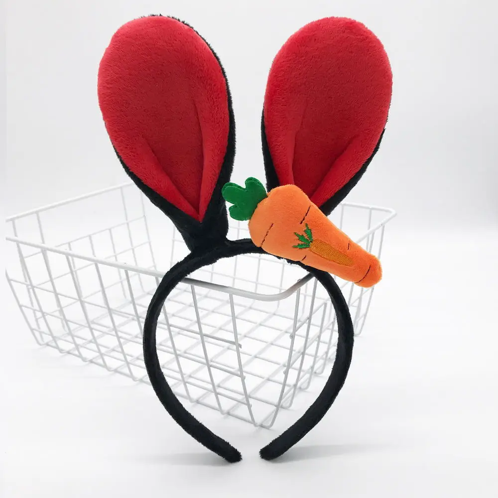 Black Plus Red Judy Rabbit with Embroidered Radish