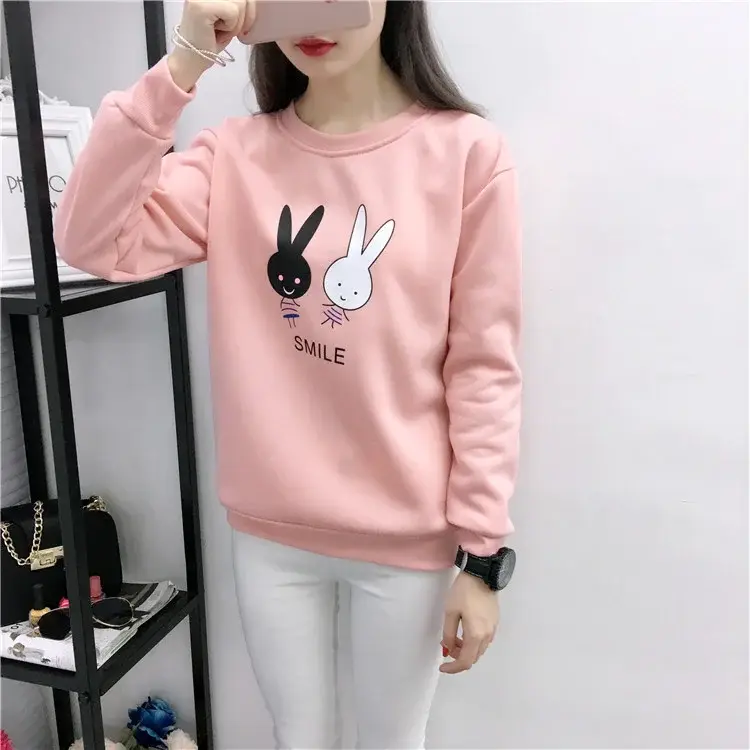 2025 Korean Style Pink Rabbit Sweatshirt for Women — feature 10