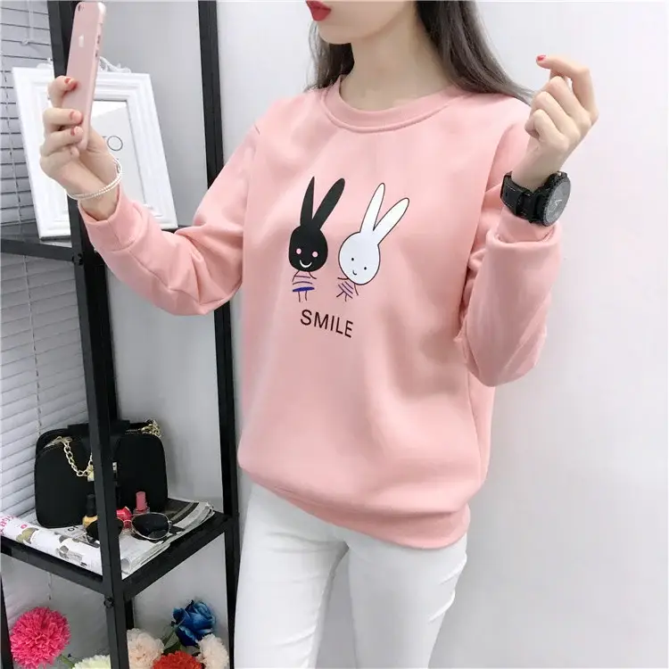 2025 Korean Style Pink Rabbit Sweatshirt for Women — feature 11