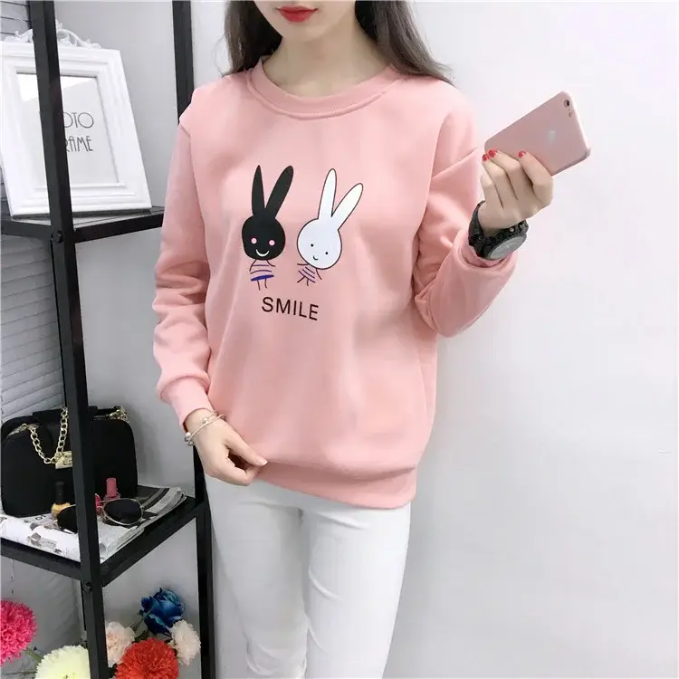 2025 Korean Style Pink Rabbit Sweatshirt for Women — feature 12