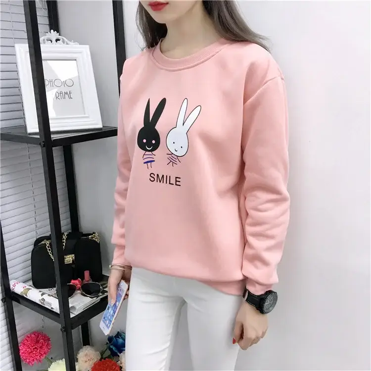 2025 Korean Style Pink Rabbit Sweatshirt for Women — feature 13