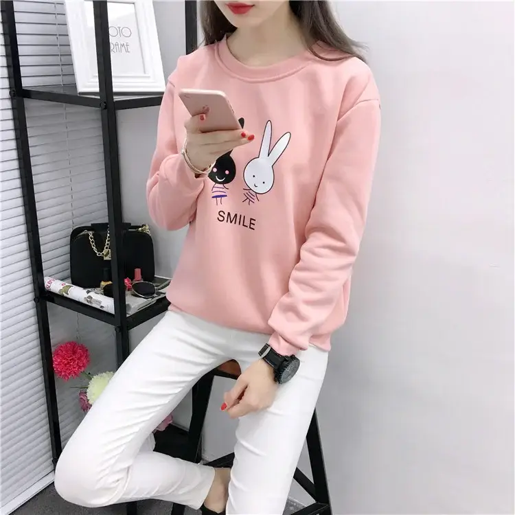 2025 Korean Style Pink Rabbit Sweatshirt for Women — feature 14