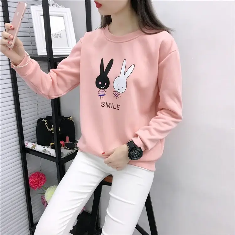 2025 Korean Style Pink Rabbit Sweatshirt for Women — feature 15
