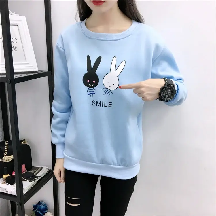 2025 Korean Style Pink Rabbit Sweatshirt for Women — feature 17