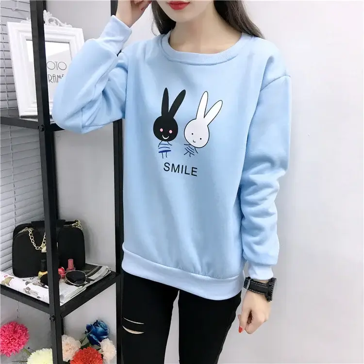 2025 Korean Style Pink Rabbit Sweatshirt for Women — feature 19