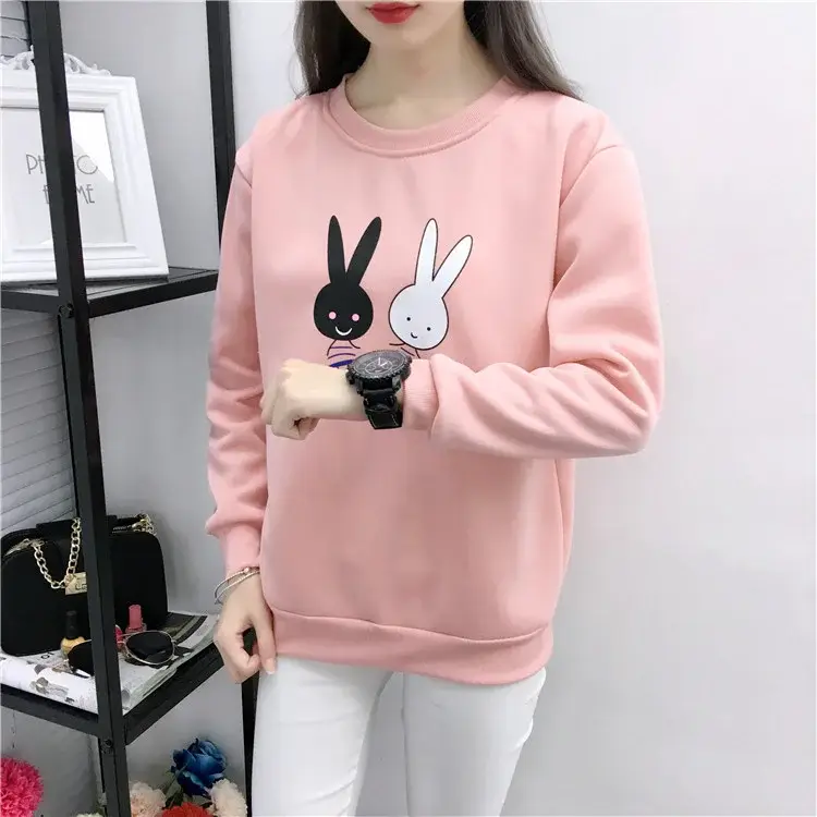 2025 Korean Style Pink Rabbit Sweatshirt for Women — feature 2