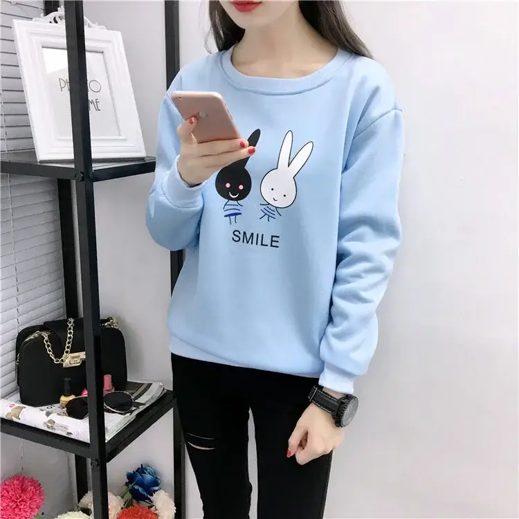 2025 Korean Style Pink Rabbit Sweatshirt for Women — feature 20