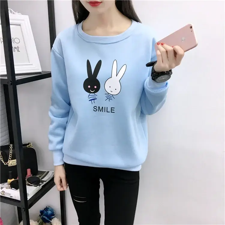 2025 Korean Style Pink Rabbit Sweatshirt for Women — feature 22