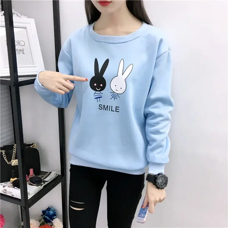 2025 Korean Style Pink Rabbit Sweatshirt for Women — feature 23