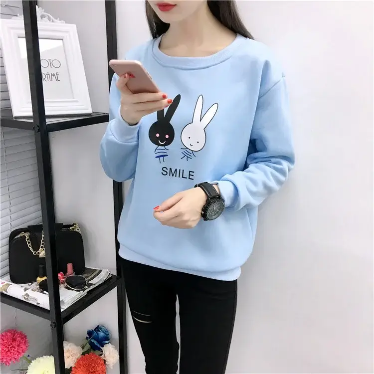 2025 Korean Style Pink Rabbit Sweatshirt for Women — feature 24