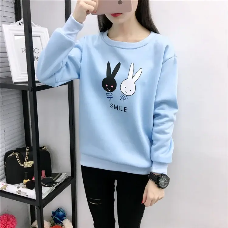 2025 Korean Style Pink Rabbit Sweatshirt for Women — feature 26