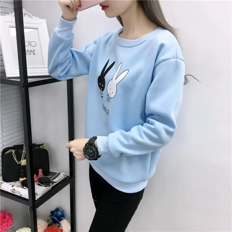 2025 Korean Style Pink Rabbit Sweatshirt for Women — feature 27