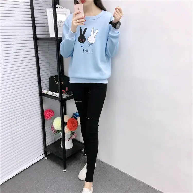 2025 Korean Style Pink Rabbit Sweatshirt for Women — feature 30
