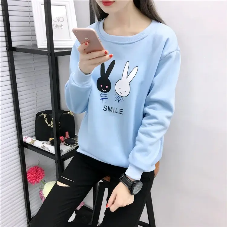 2025 Korean Style Pink Rabbit Sweatshirt for Women — feature 31