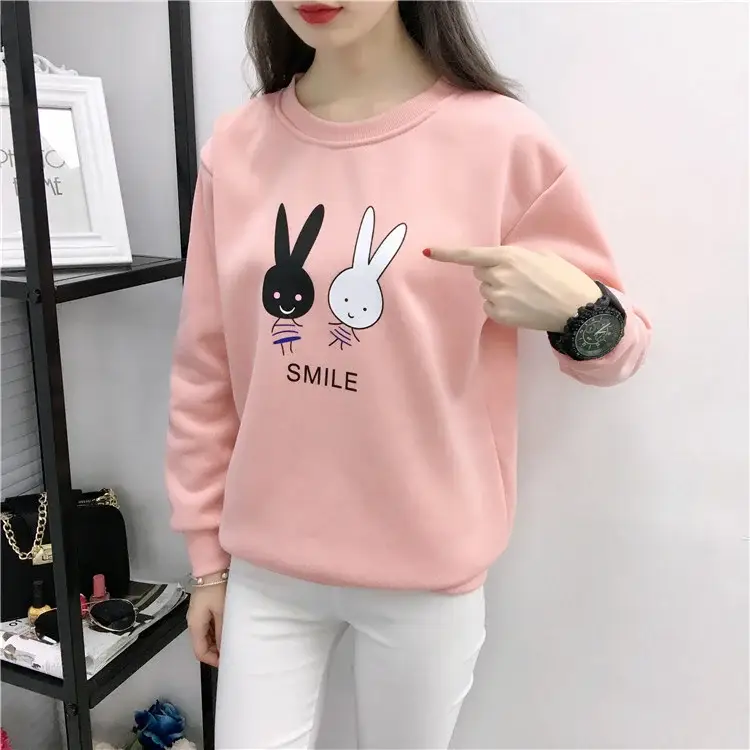 2025 Korean Style Pink Rabbit Sweatshirt for Women — feature 4