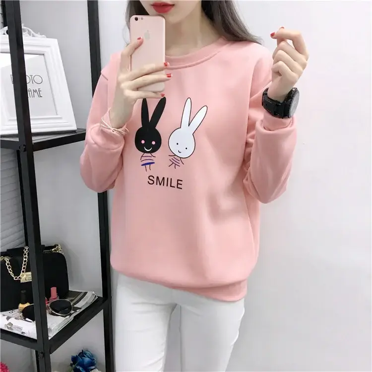 2025 Korean Style Pink Rabbit Sweatshirt for Women — feature 8