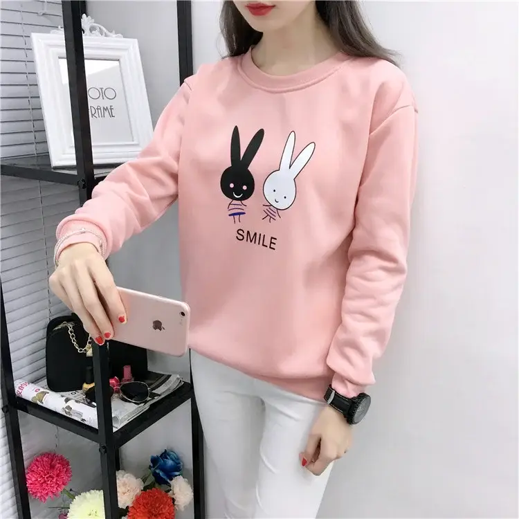 2025 Korean Style Pink Rabbit Sweatshirt for Women — feature 9