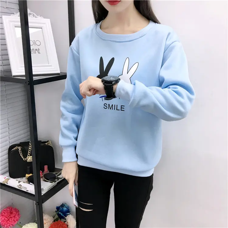 2025 Korean Style Pink Rabbit Sweatshirt for Women - Image 2