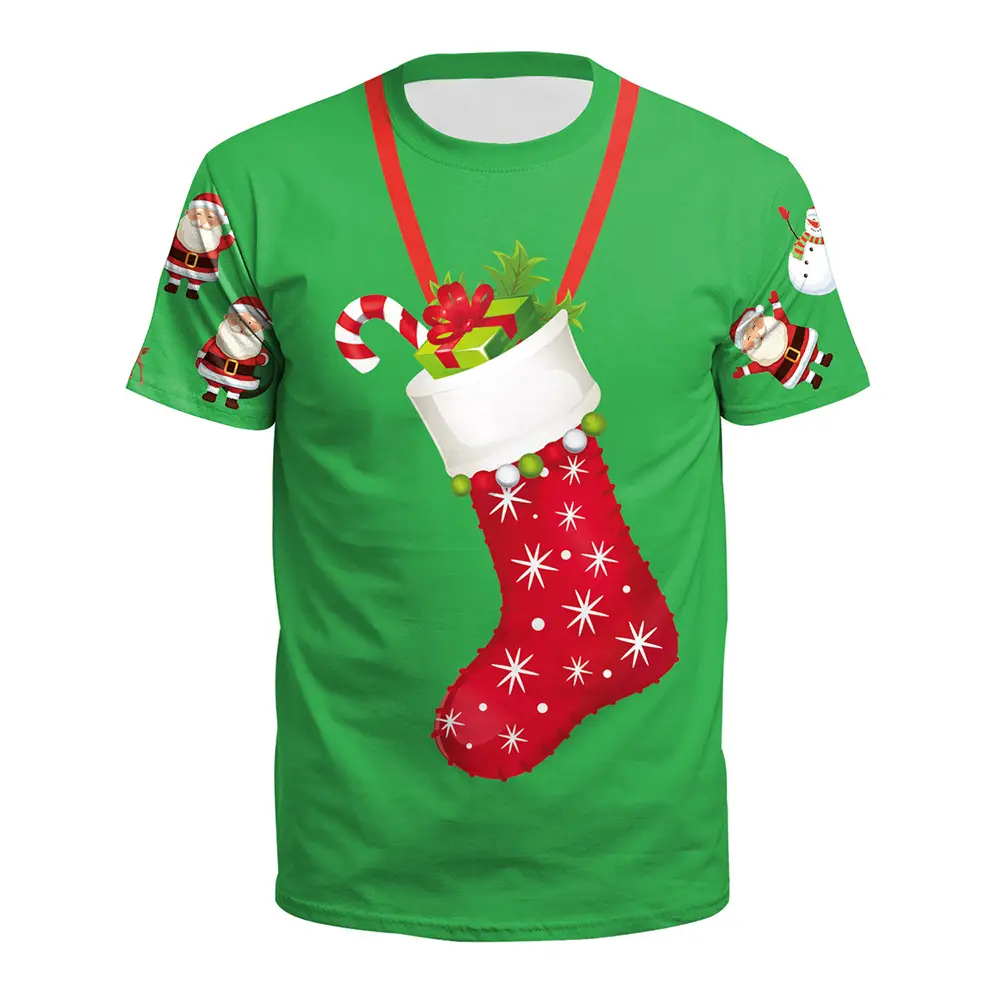 Christmas T-Shirt Green Santa Moon Design - Image 21