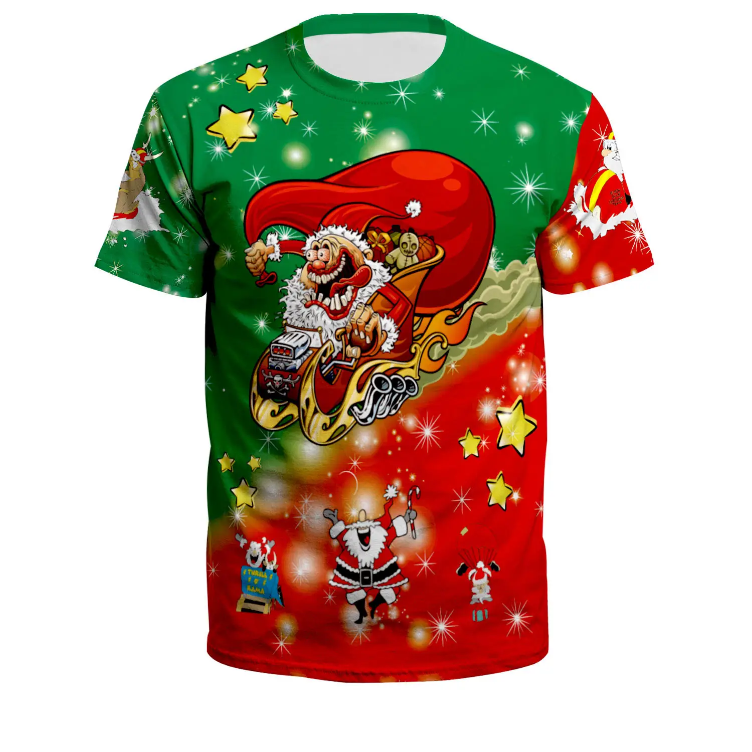 Christmas T-Shirt Green Santa Moon Design - Image 12