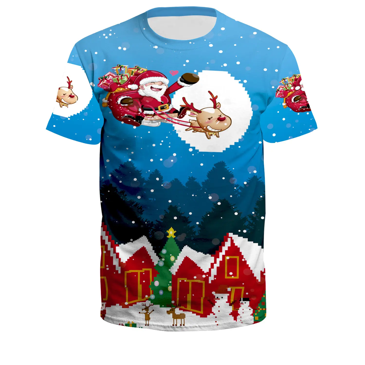 Christmas T-Shirt Green Santa Moon Design - Image 14