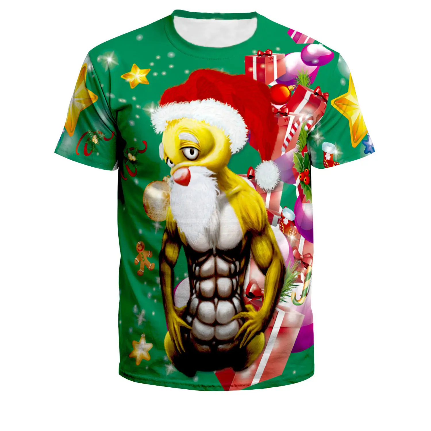 Christmas T-Shirt Green Santa Moon Design - Image 15