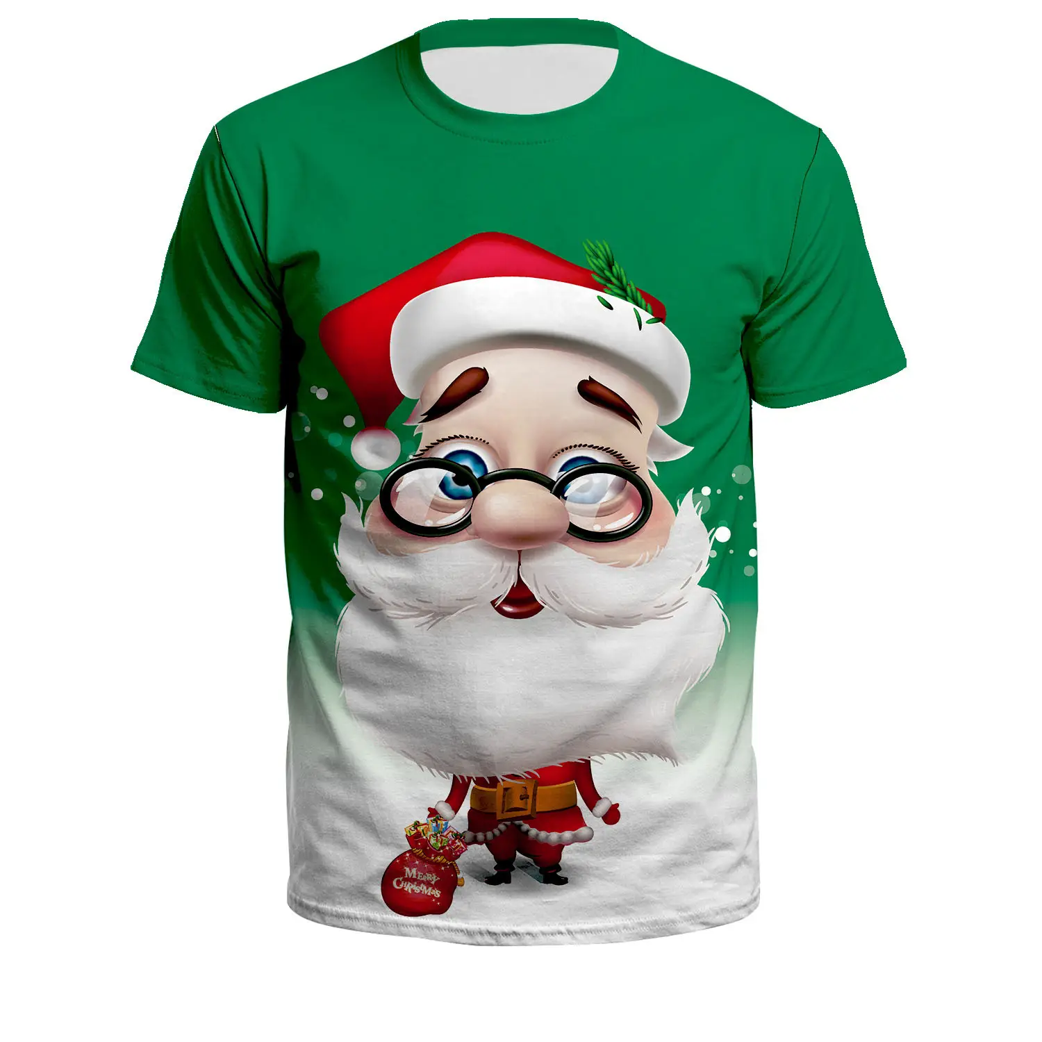 Christmas T-Shirt Green Santa Moon Design - Image 16