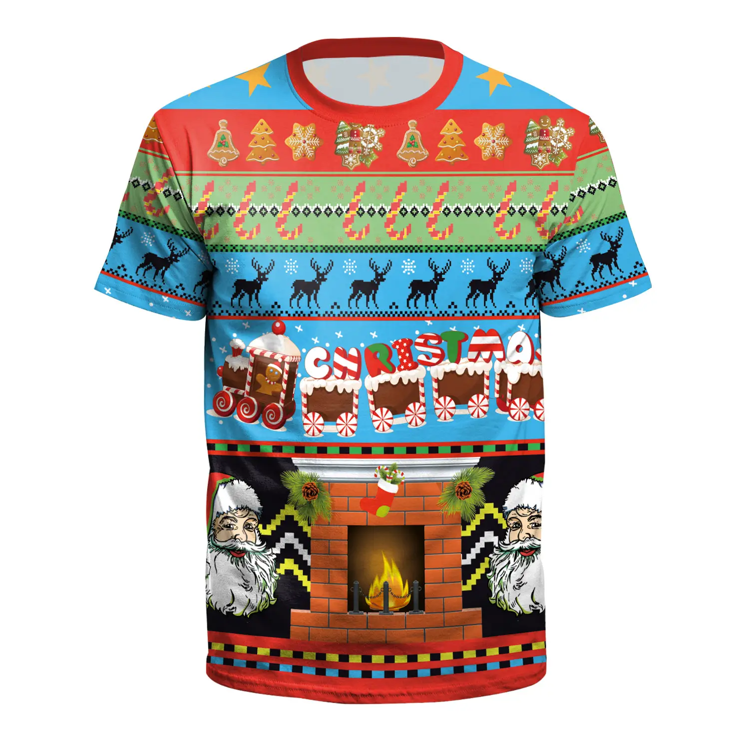 Christmas T-Shirt Green Santa Moon Design - Image 2